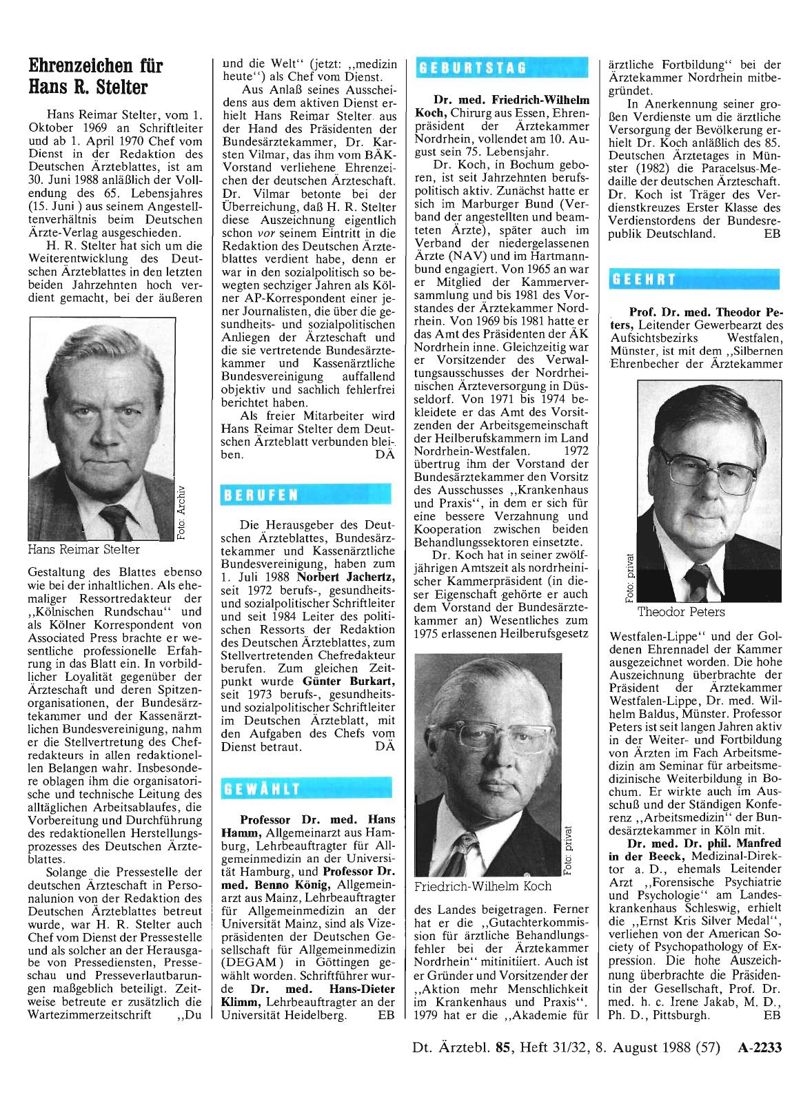 Vorschauseite 1: Ehrenzeichen für Hans R. Stelter
