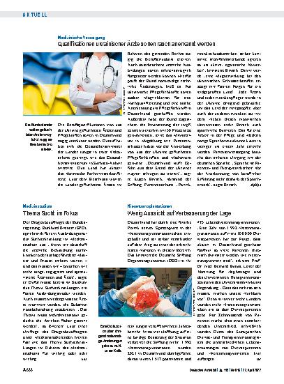 Vorschauseite 1: Nierentransplantationen: Wenig Aussicht auf Verbesserung der Lage
