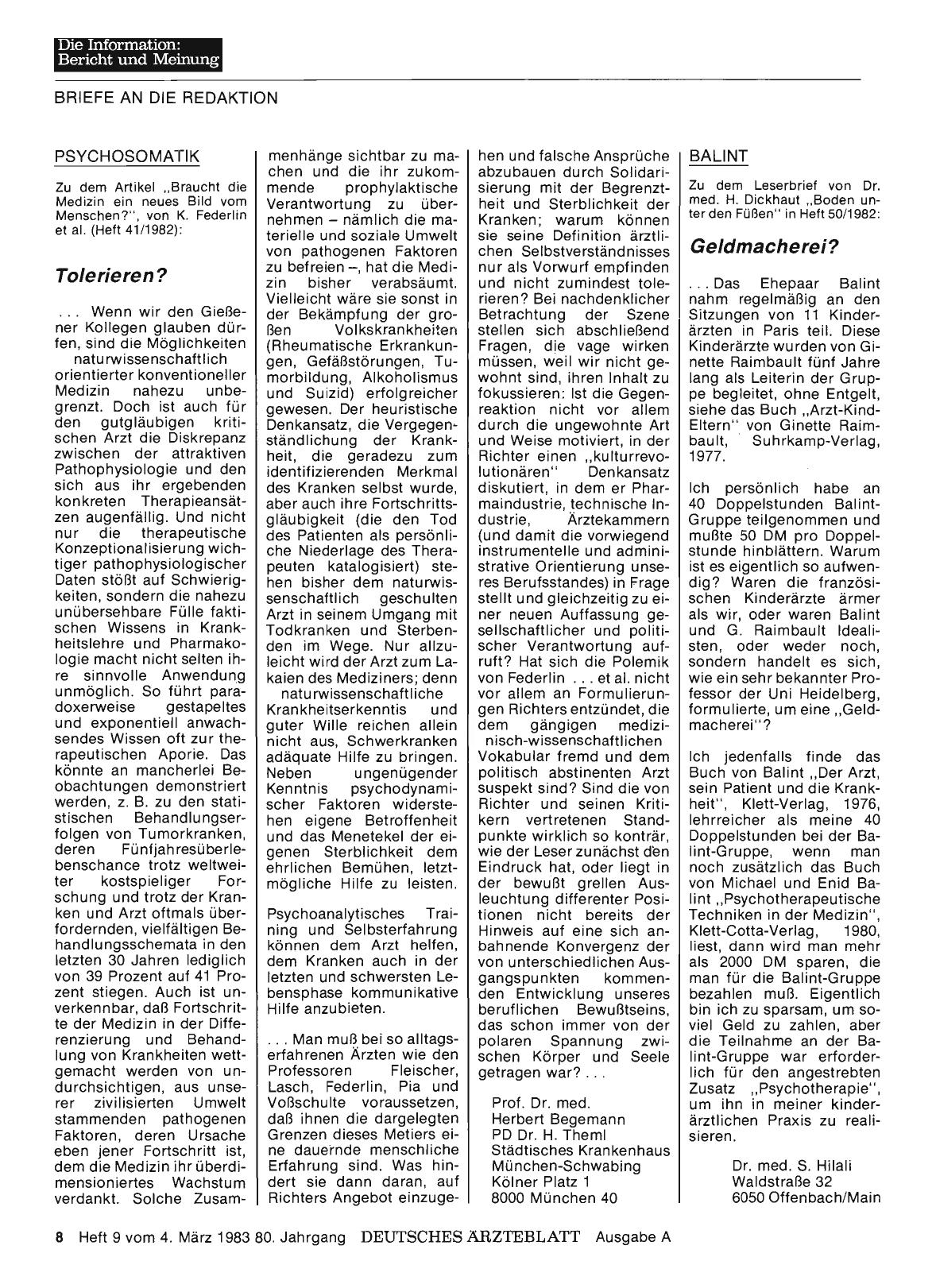Vorschauseite 1: PSYCHOSOMATIK: Tolerieren?