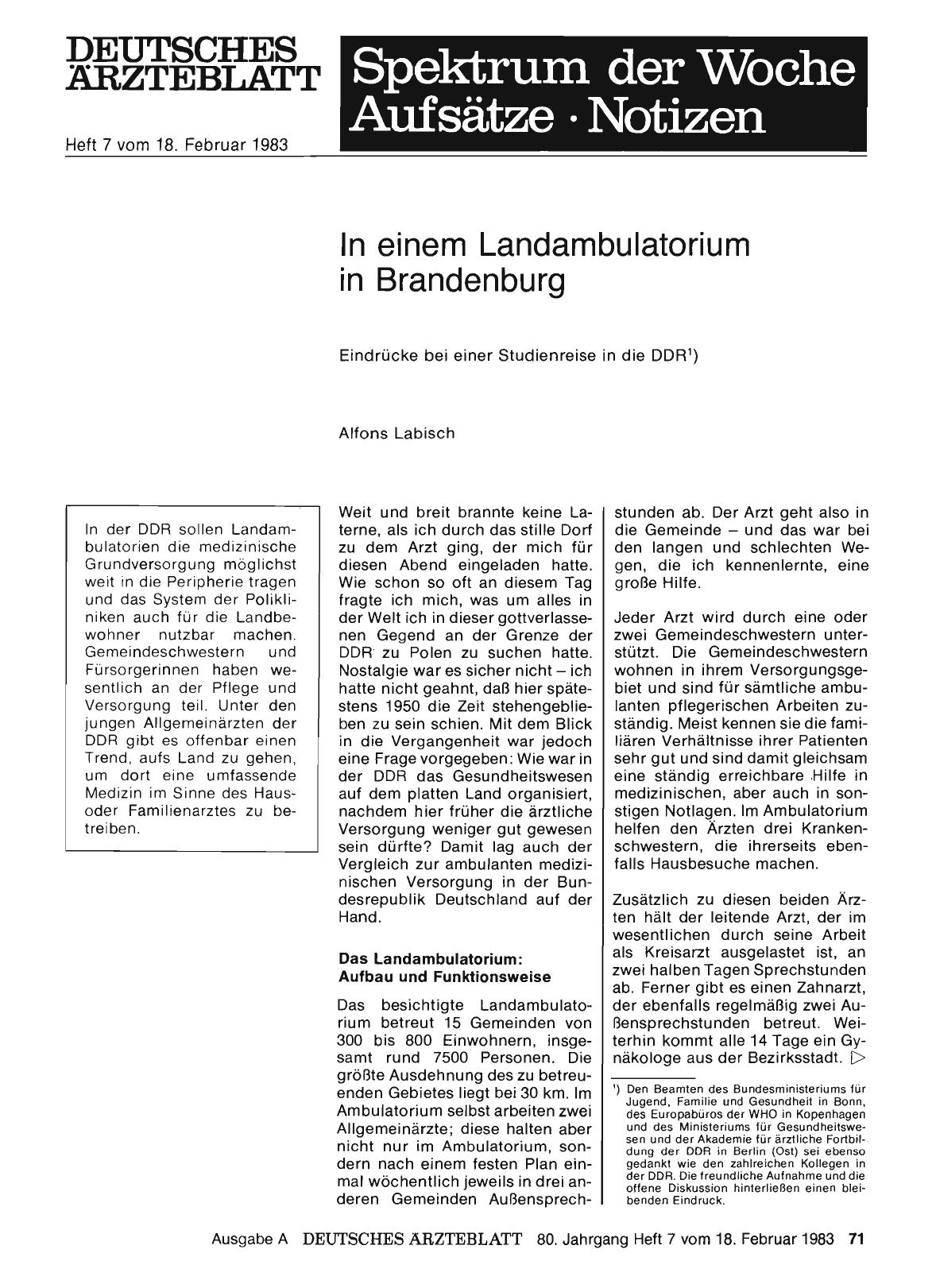 Vorschauseite 1: In einem Landambulatorium in Brandenburg