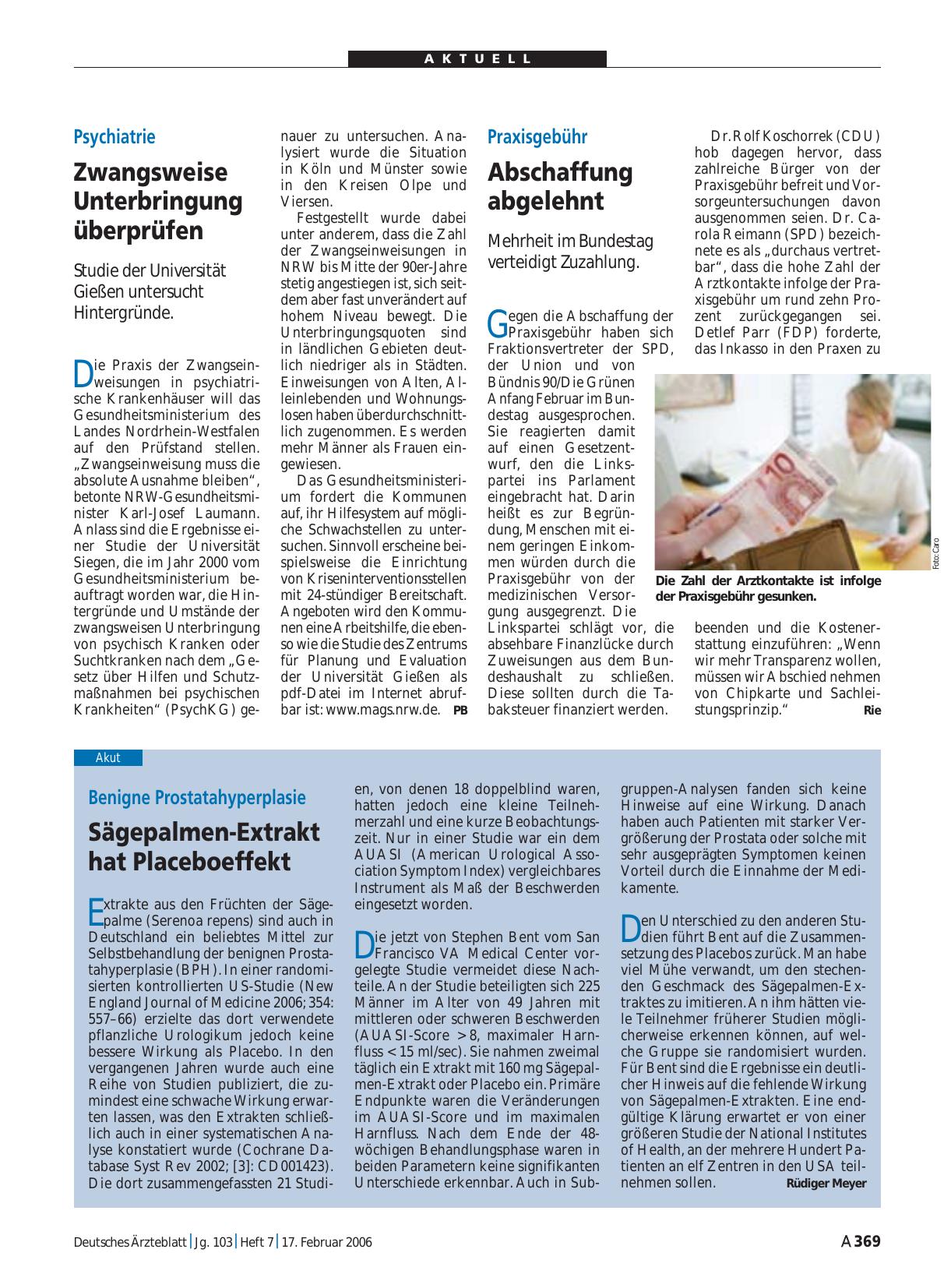 Vorschauseite 1: Praxisgebühr: Abschaffung abgelehnt