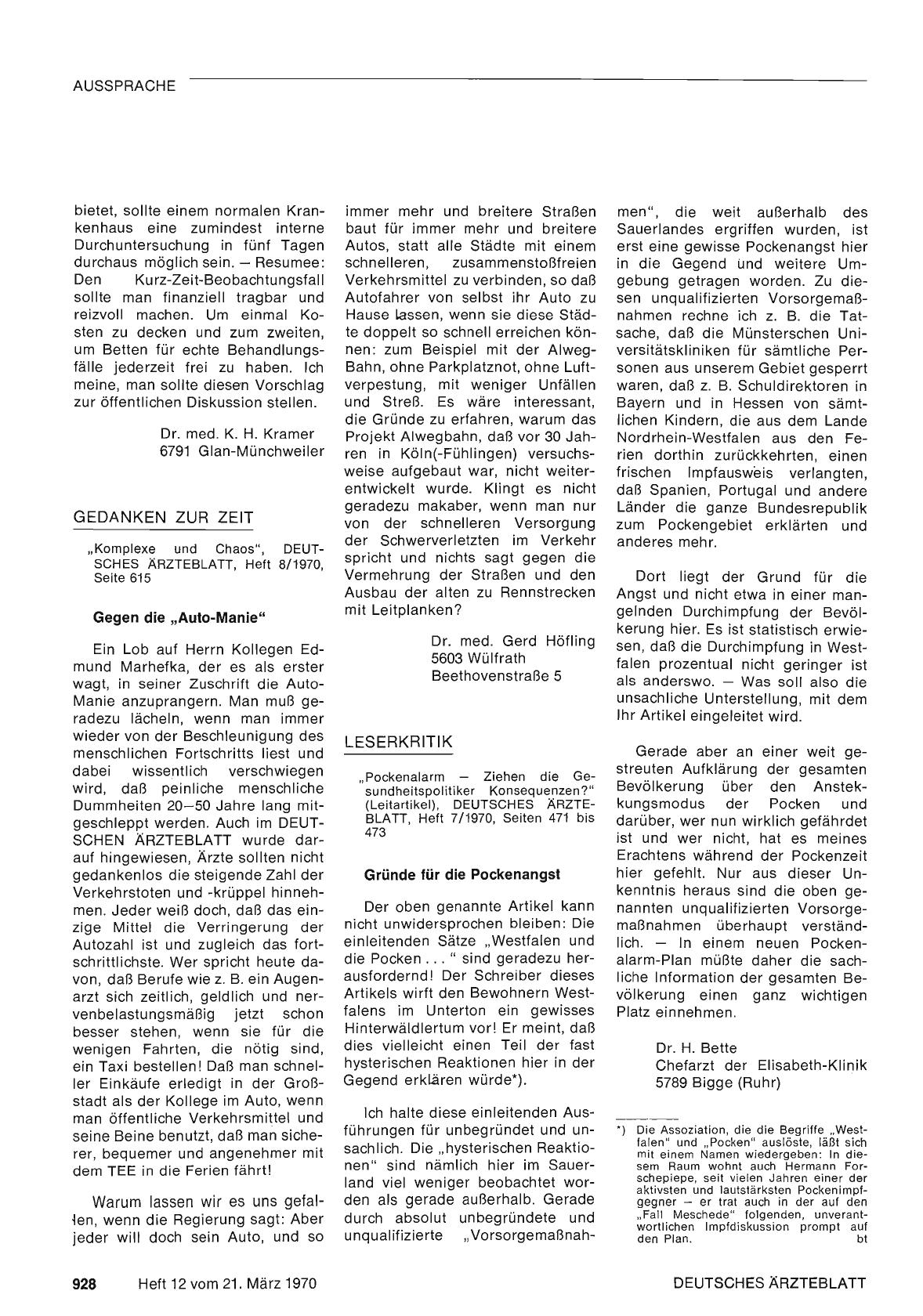 Vorschauseite 1: Leserkritik: Gründe für die Pockenangst