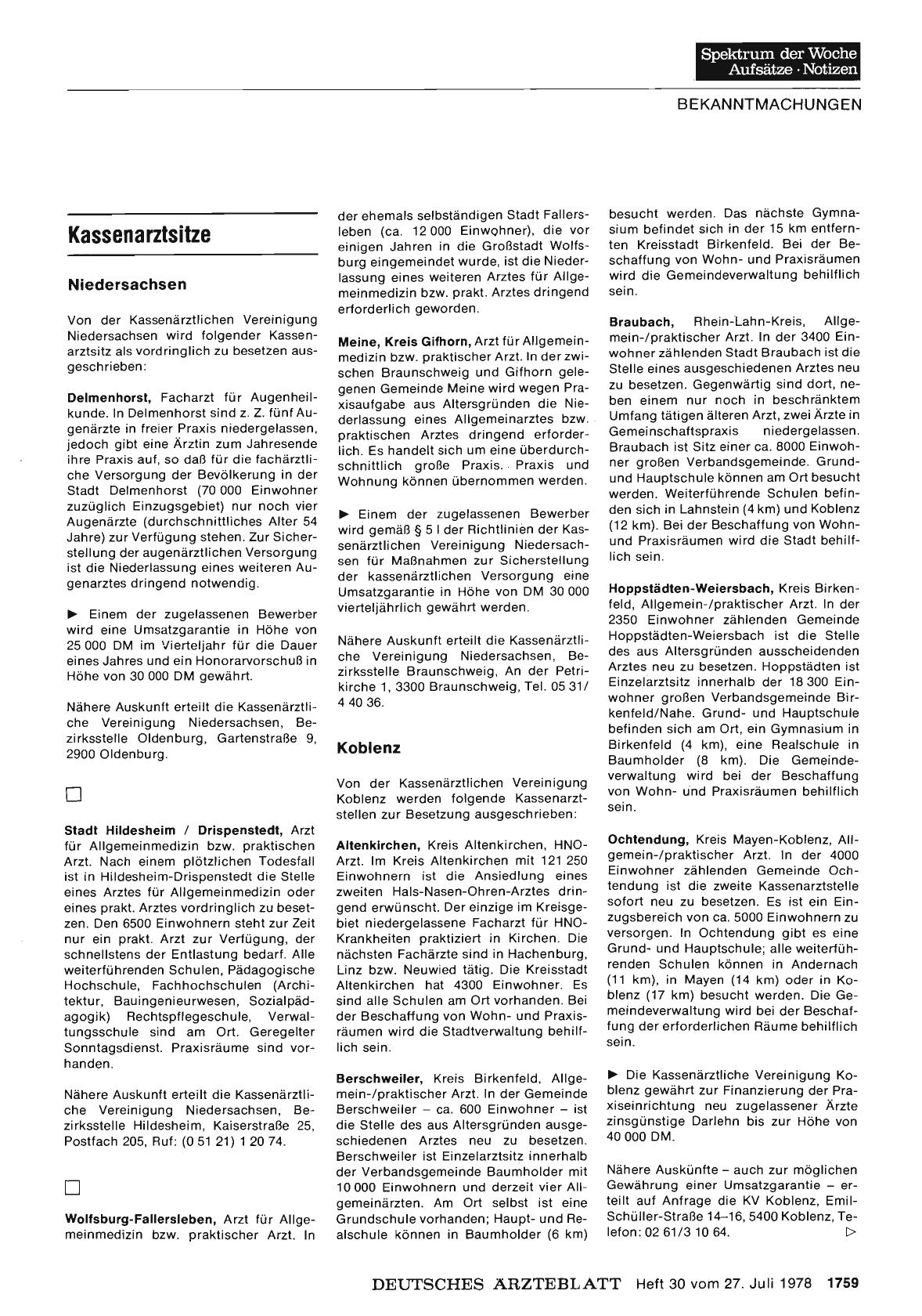 Vorschauseite 1: Kassenarztsitze