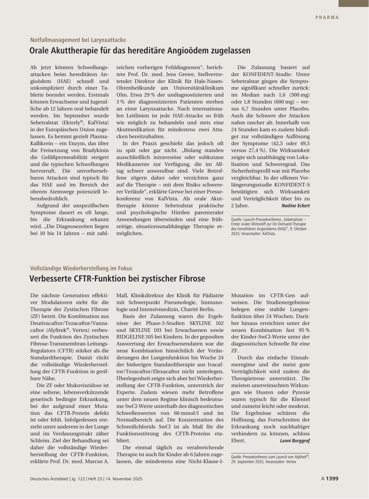 Vorschauseite 1: Vollständige Wiederherstellung im Fokus: Verbesserte CFTR-Funktion bei zystischer Fibrose