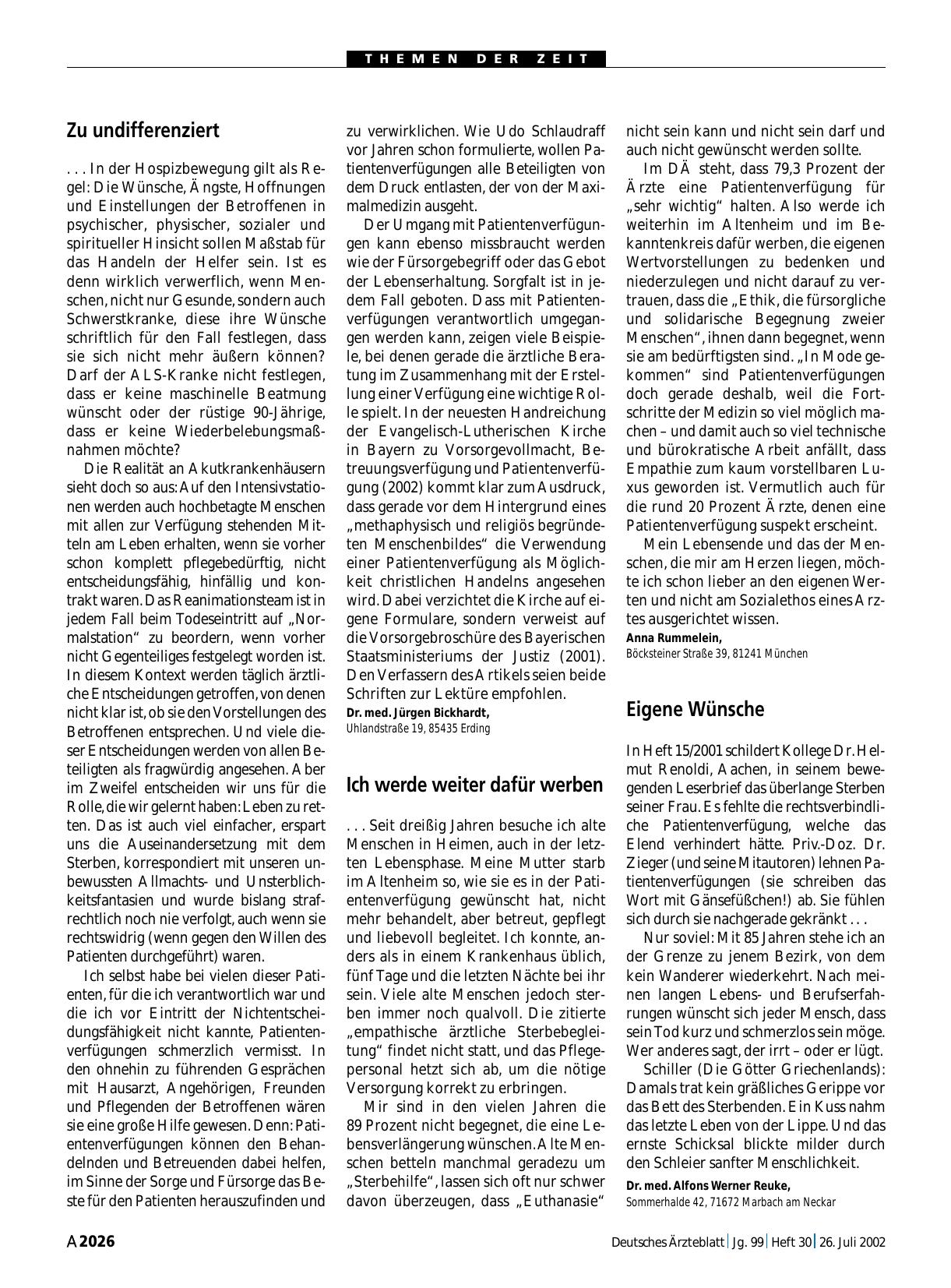 Vorschauseite 1: Patientenverfügungen - Kein „Sterben in Würde“: Ich werde weiter dafür werben