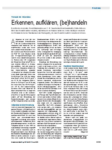 Vorschauseite 1: Therapie der Adipositas: Erkennen, aufklären, behandeln