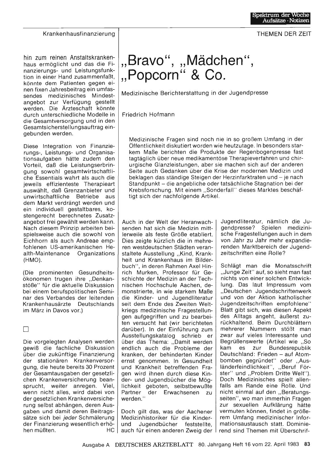 Vorschauseite 1: „Bravo“, „Mädchen“, „Popcorn“ & Co.
