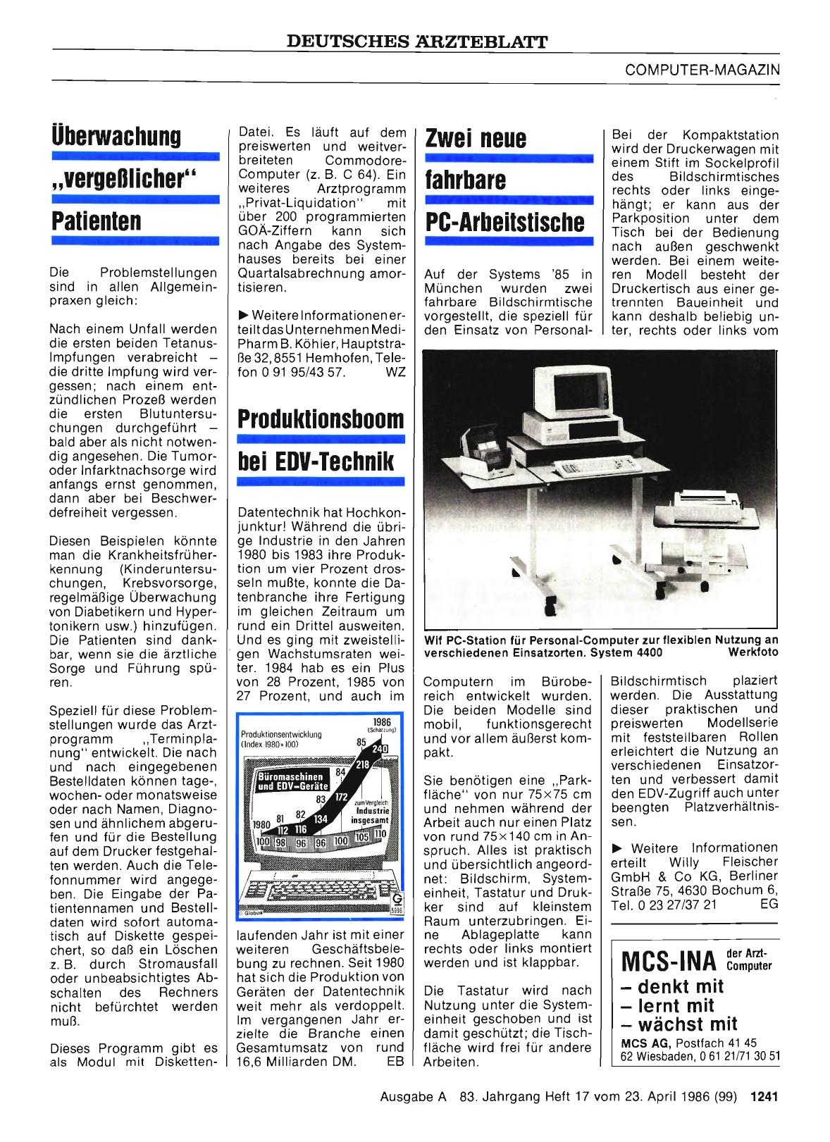 Vorschauseite 1: Zwei neue fahrbare PC-Arbeitstische