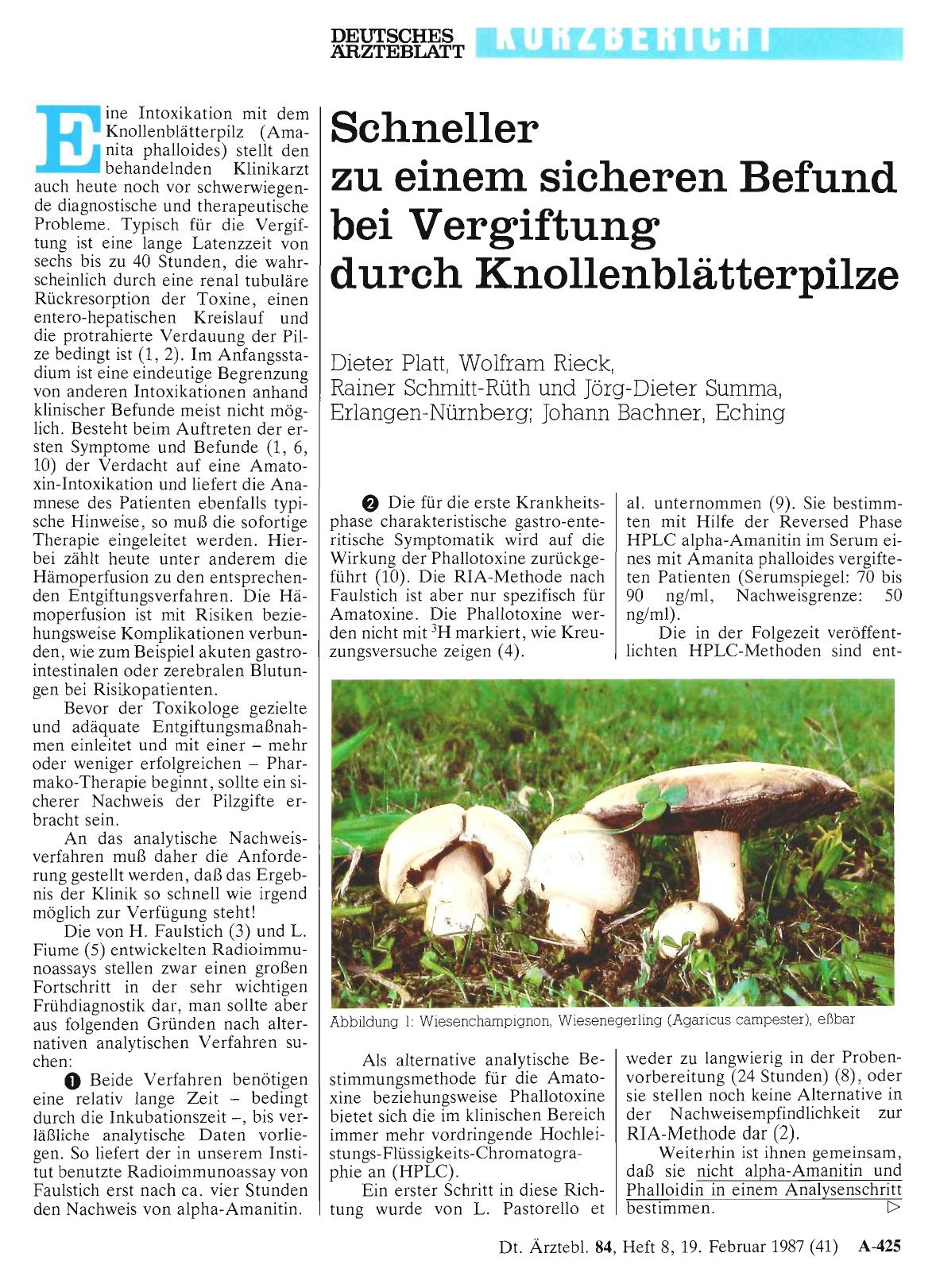 Vorschauseite 1: Schneller zu einem sicheren Befund bei Vergiftung durch Knollenblätterpilze