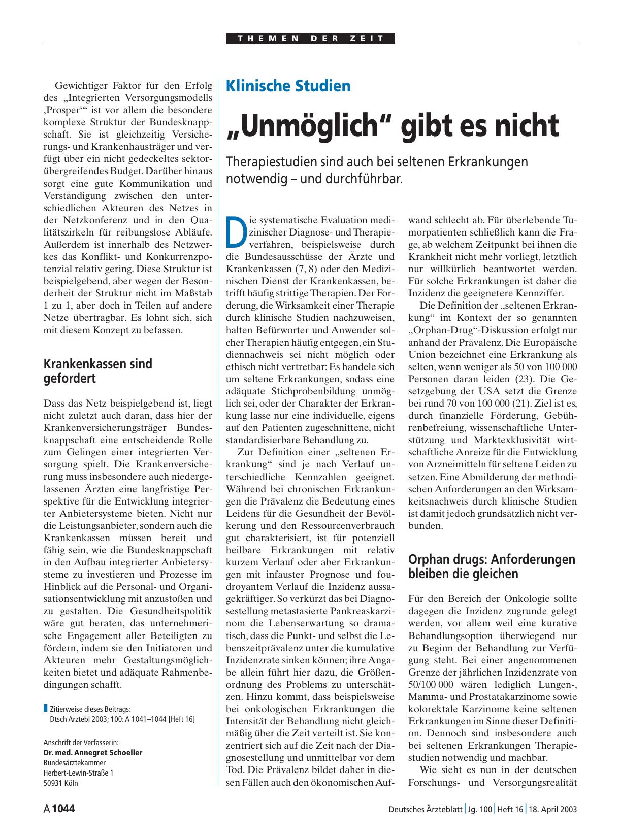 Vorschauseite 1: Klinische Studien: „Unmöglich“ gibt es nicht