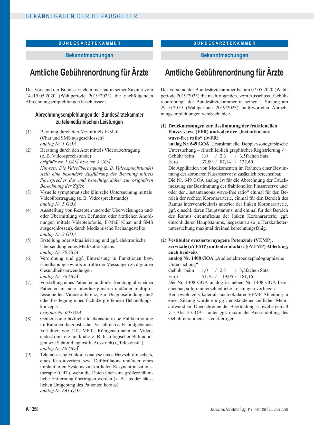 Vorschauseite 1: Amtliche Gebührenordnung für Ärzte: Abrechnungsempfehlungen