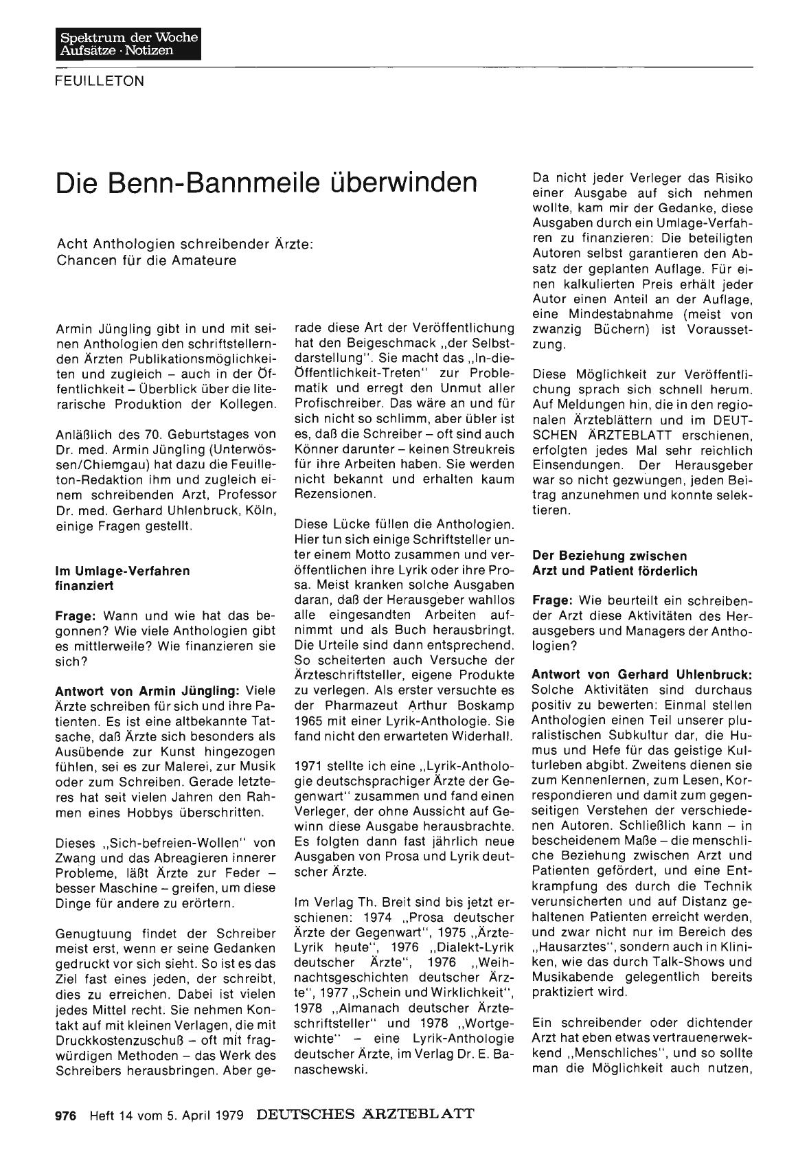 Vorschauseite 1: Die Benn-Bannmeile überwinden