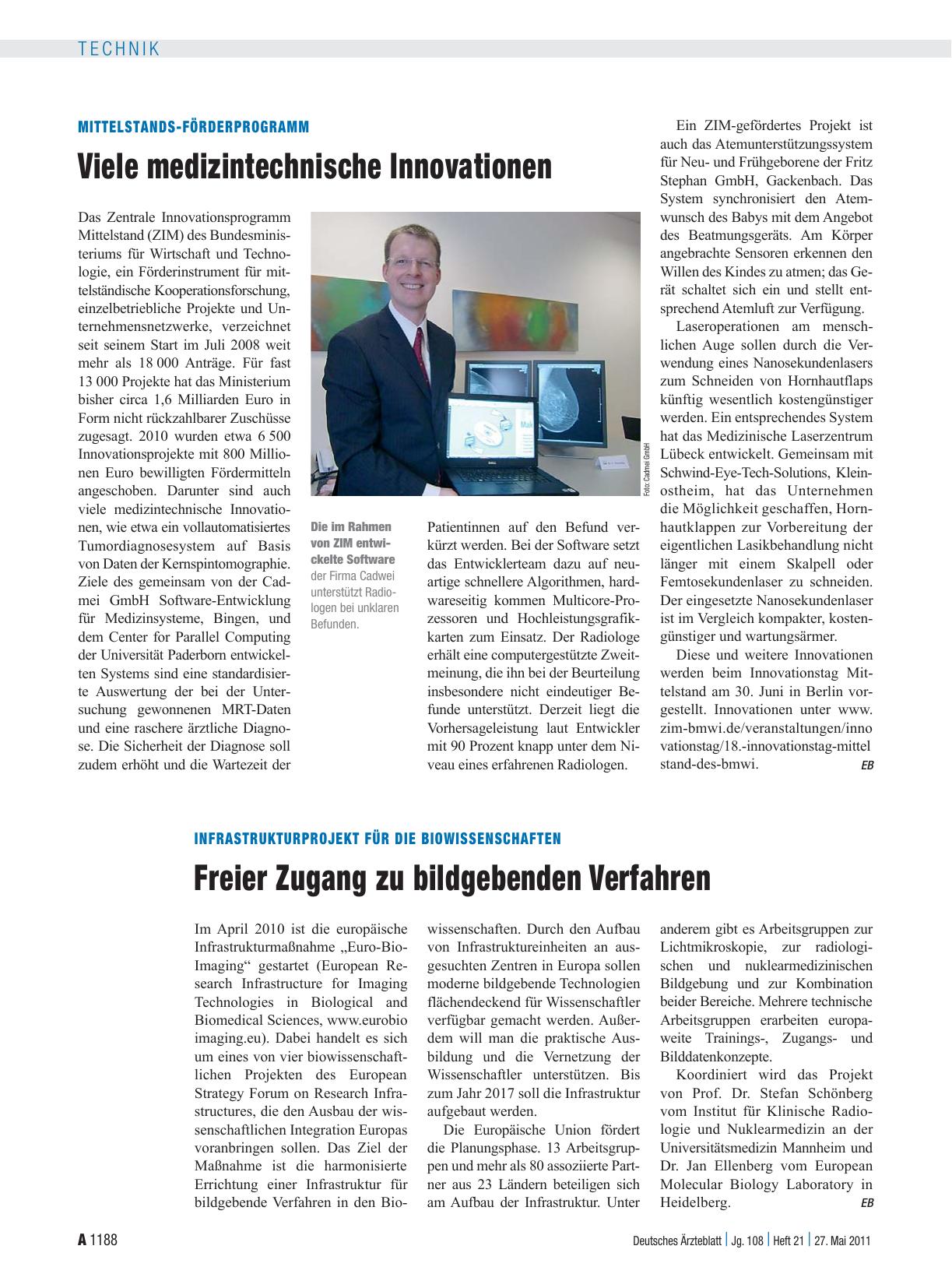 Vorschauseite 1: Mittelstands-Förderprogramm: Viele medizintechnische Innovationen