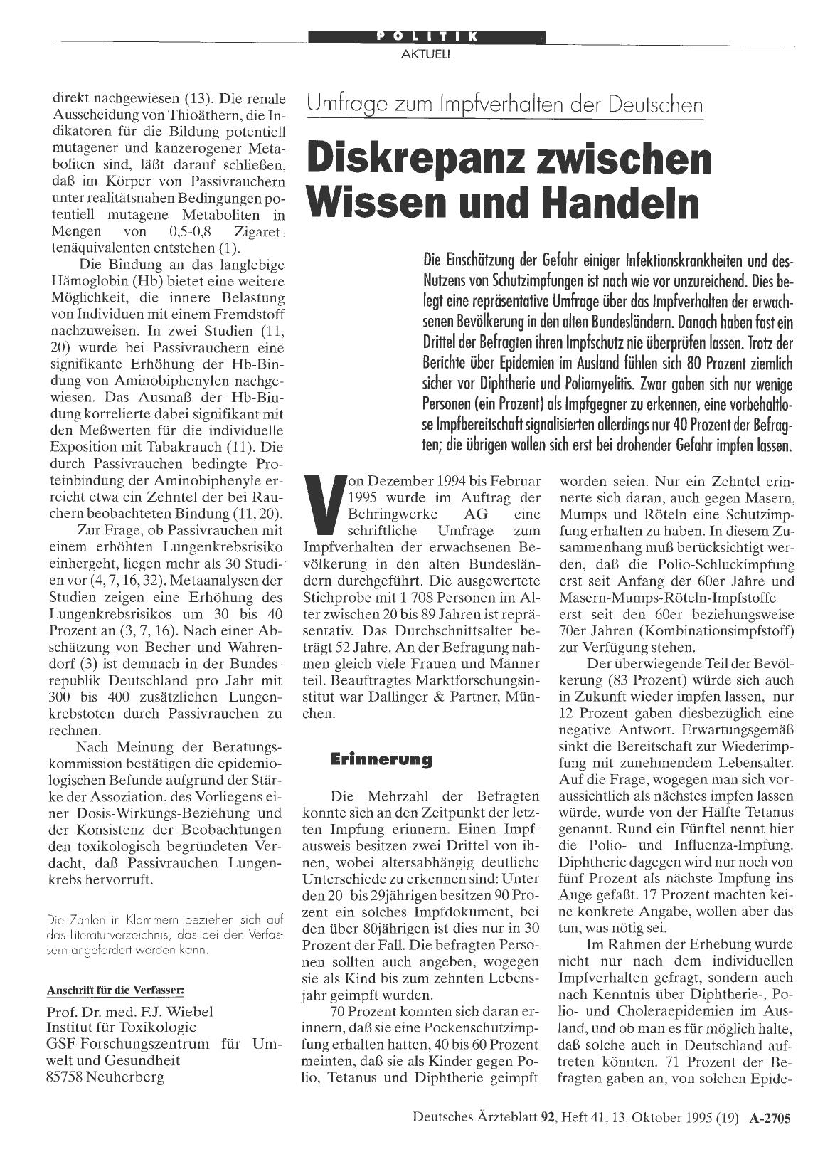 Vorschauseite 1: Umfrage zum Impfverhalten der Deutschen Diskrepanz zwischen Wissen und Handeln