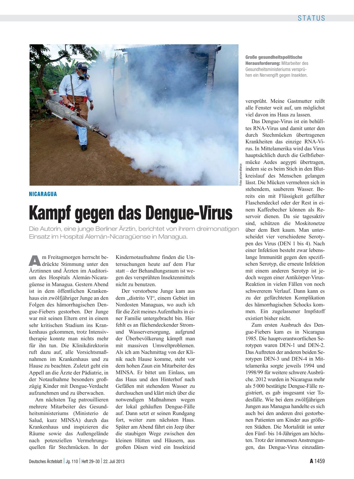 Vorschauseite 1: Nicaragua: Kampf gegen das Dengue-Virus