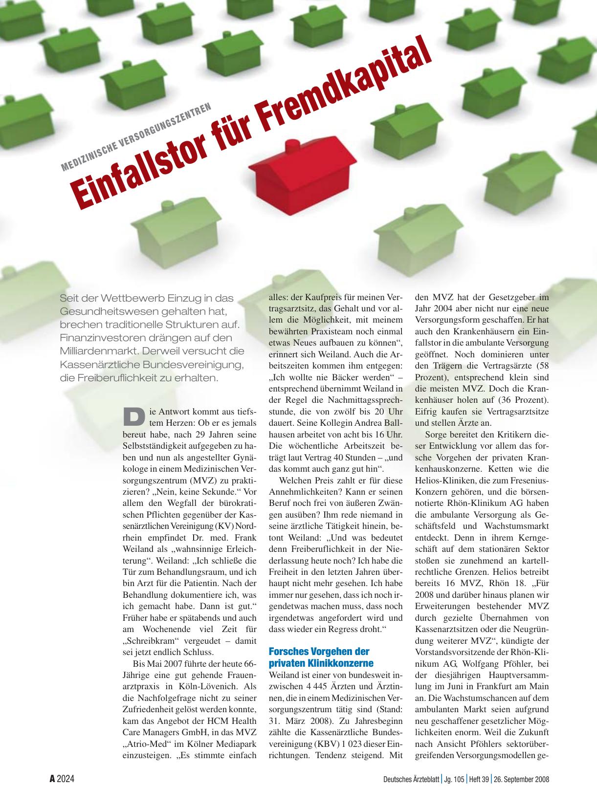 Vorschauseite 1: Medizinische Versorgungszentren: Einfallstor für Fremdkapital