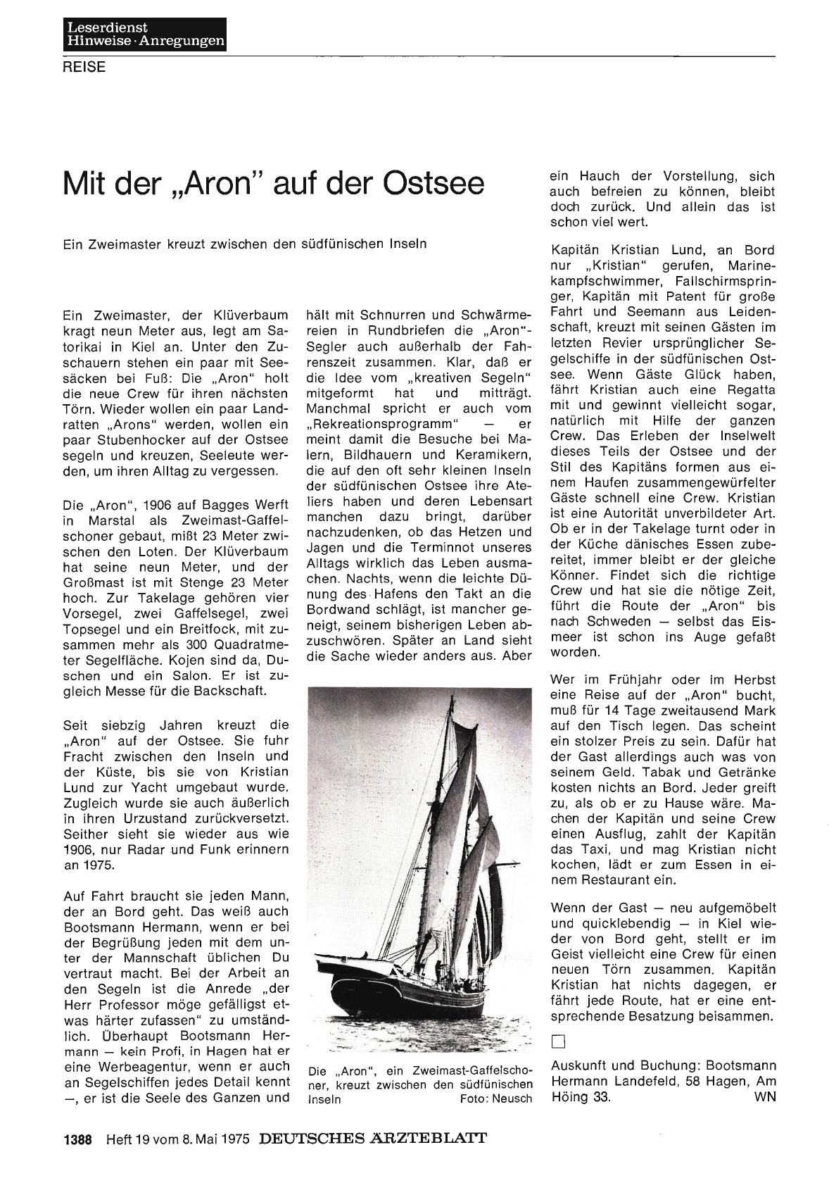 Vorschauseite 1: Mit der „Aron“ auf der Ostsee