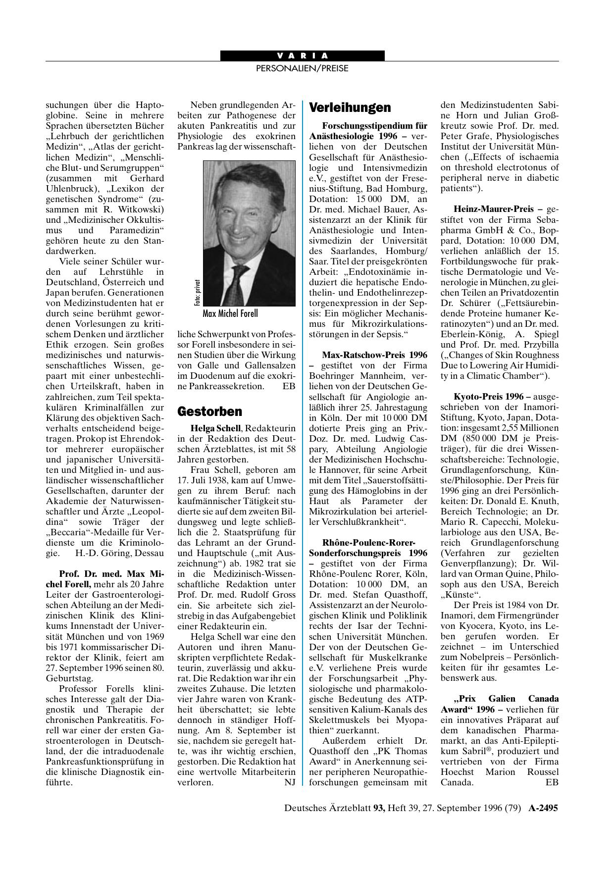 Vorschauseite 1: Verleihungen