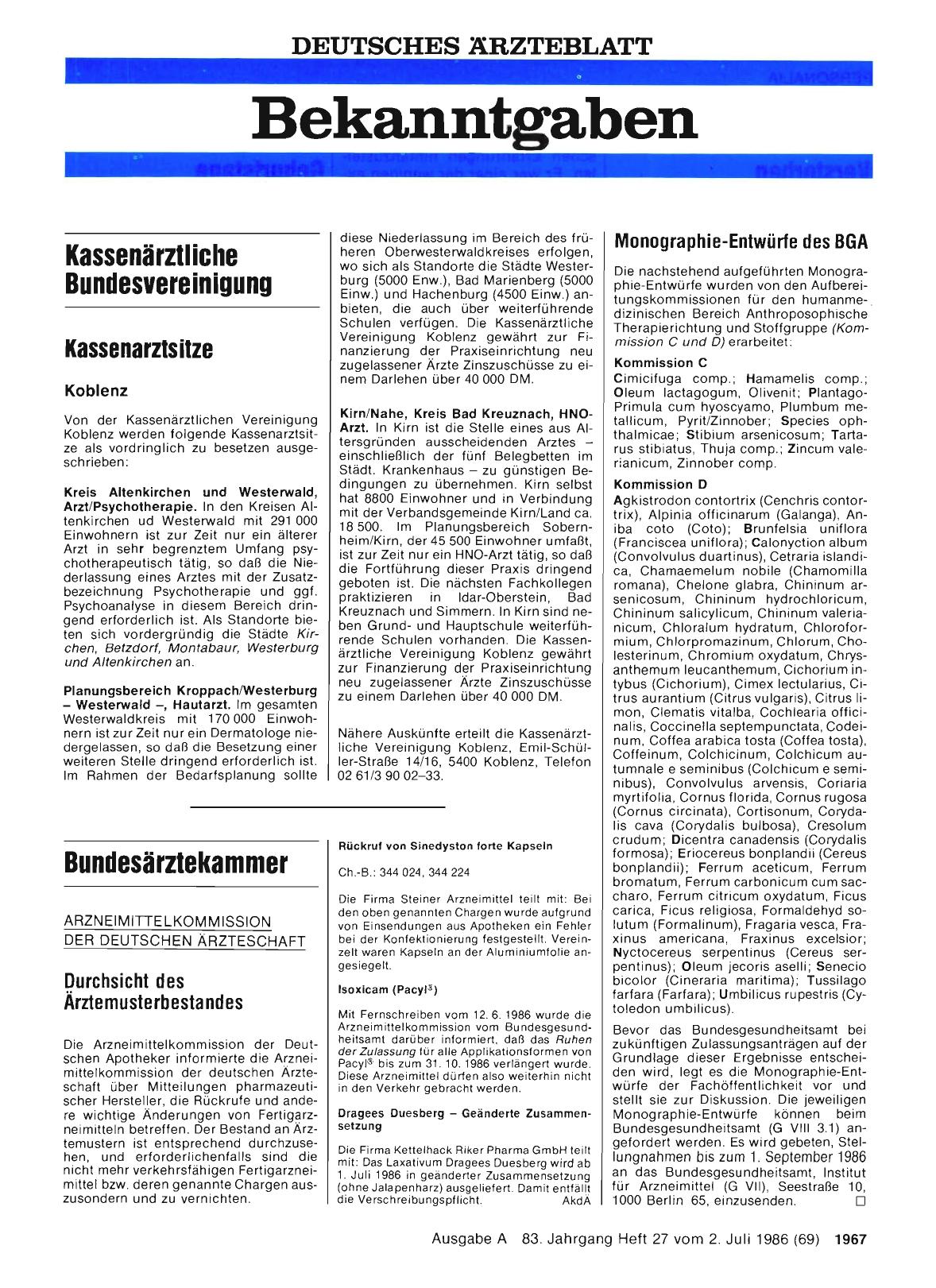 Vorschauseite 1: Monographie-Entwürfe des BGA