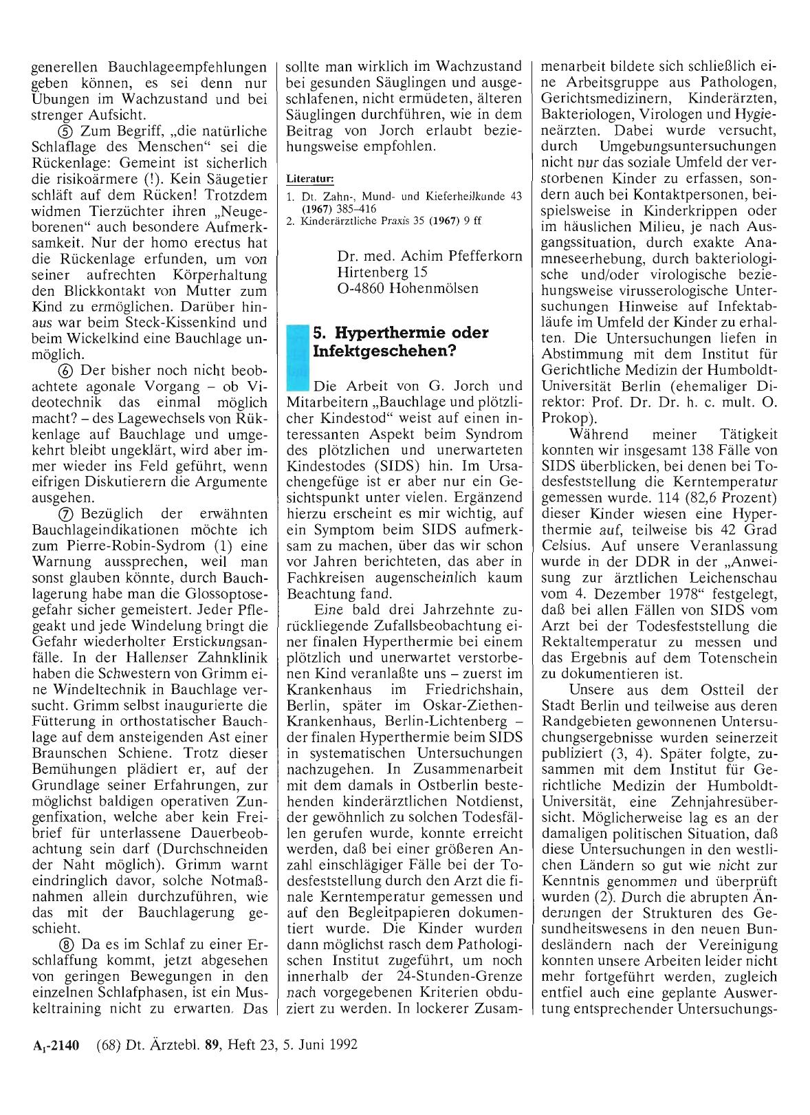 Vorschauseite 1: Bauchlage und plötzlicher Säuglingstod: 5. Hyperthermie oder Infektgeschehen?