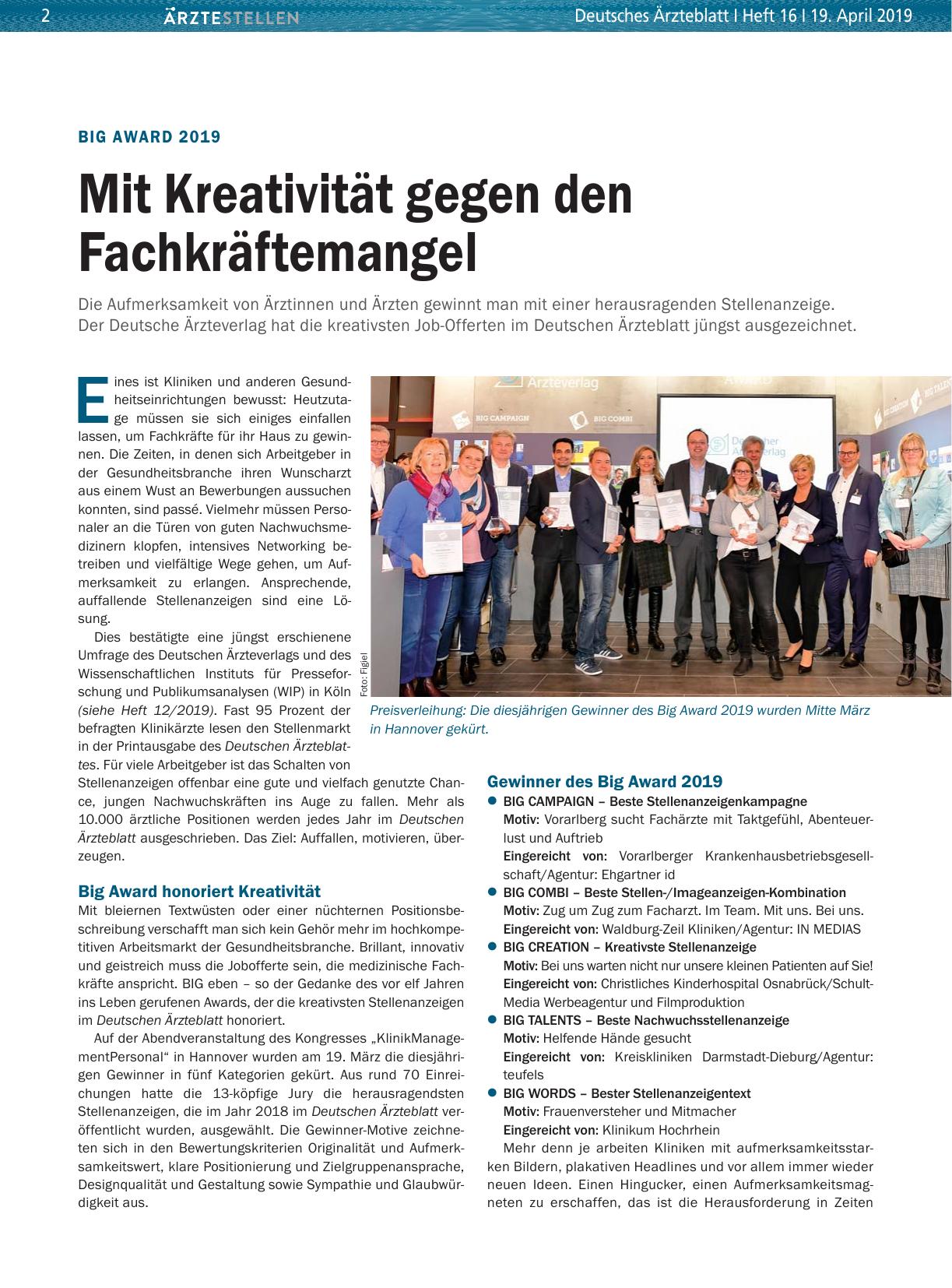 Vorschauseite 1: Big Award 2019: Mit Kreativität gegen den Fachkräftemangel