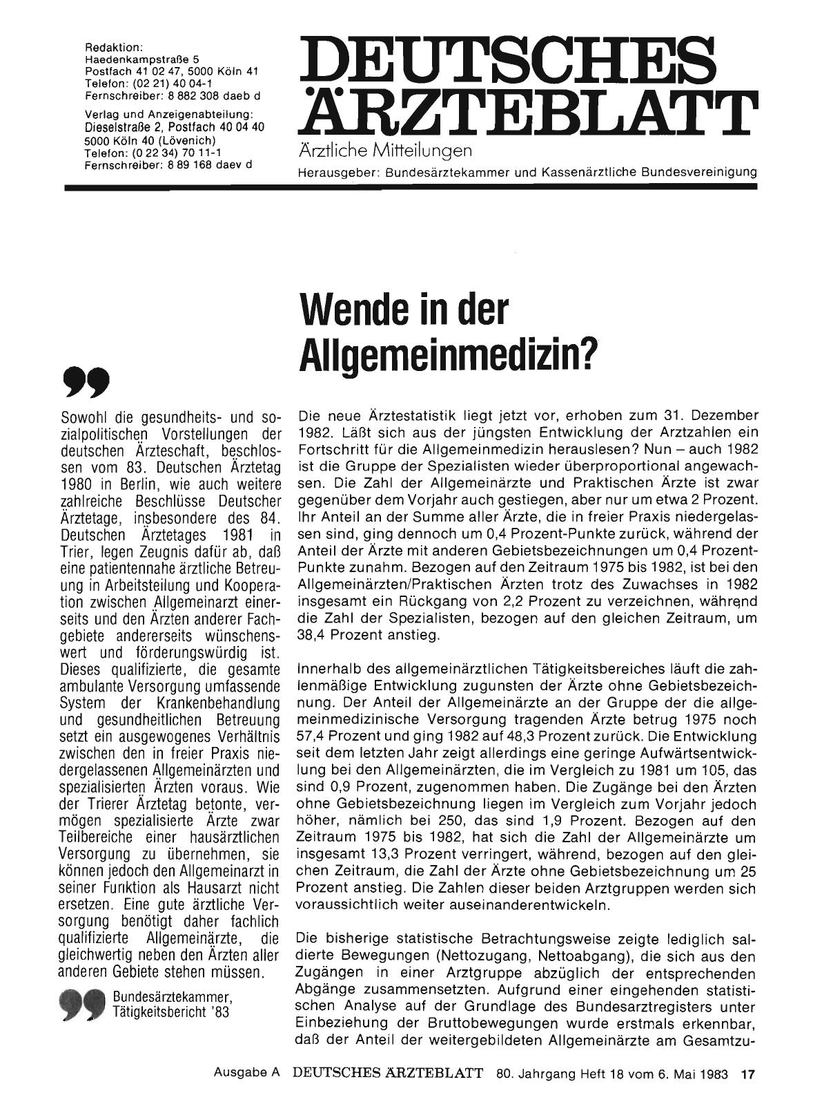 Vorschauseite 1: Wende in der Allgemeinmedizin?