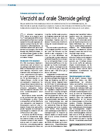 Vorschauseite 1: Schweres eosinophiles Asthma: Verzicht auf orale Steroide gelingt