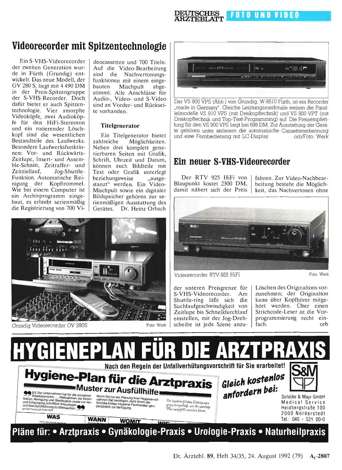 Vorschauseite 1: Ein neuer S-VHS-Videorecorder