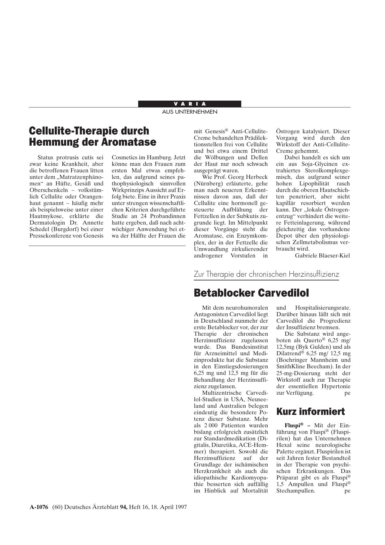 Vorschauseite 1: Cellulite-Therapie durch Hemmung der Aromatase