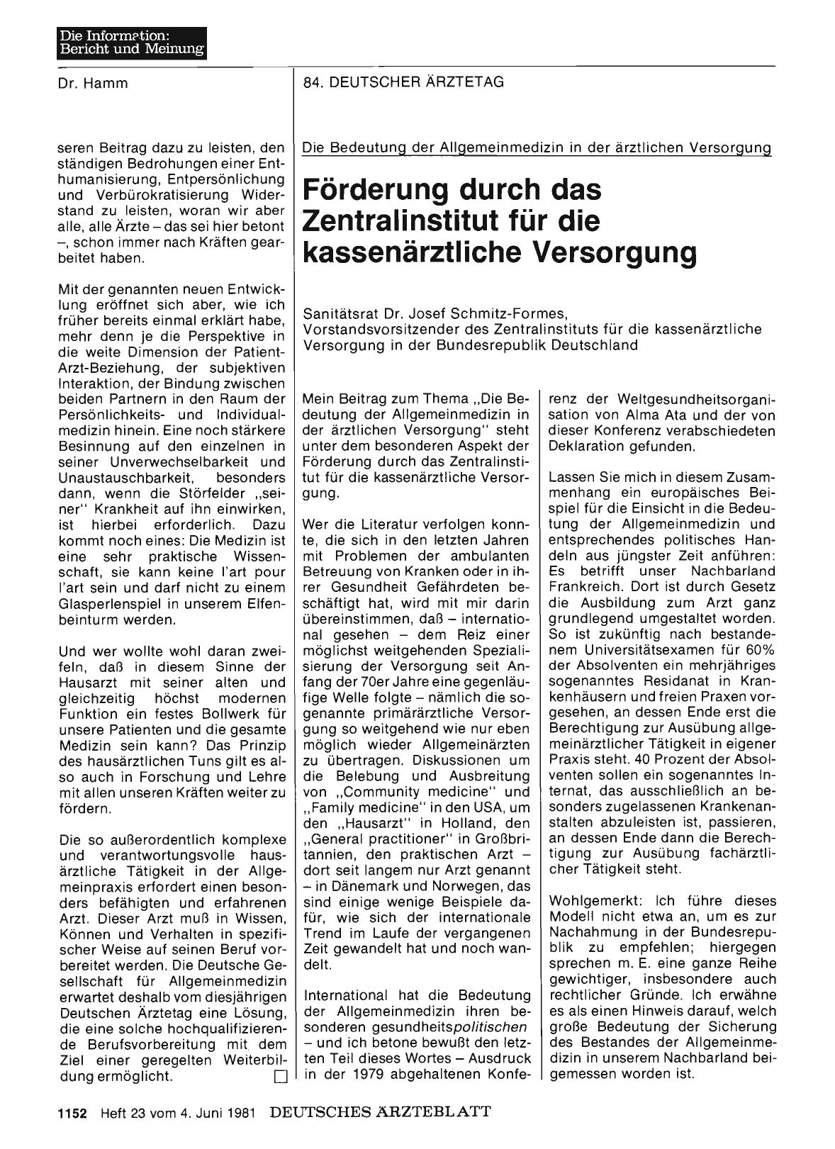 Vorschauseite 1: Die Bedeutung der Allgemeinmedizin in der ärztlichen Versorgung: Förderung durch das Zentralinstitut für die kassenärztliche Versorgung