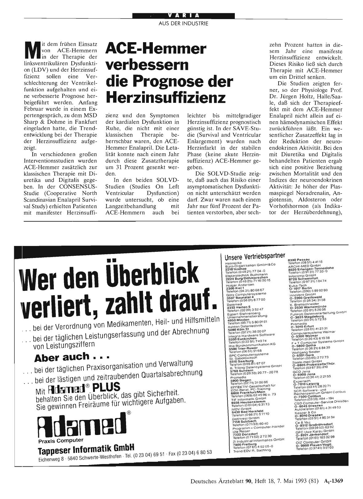 Vorschauseite 1: ACE-Hemmer verbessern die Prognose der Herzinsuffizienz