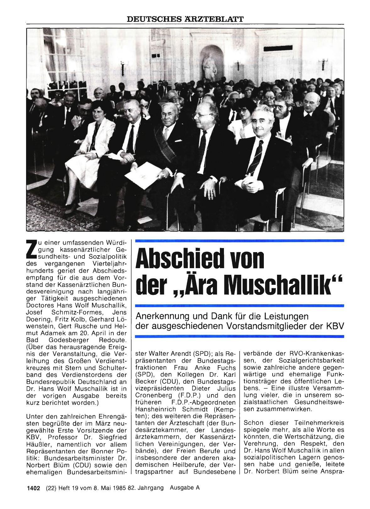 Vorschauseite 1: Abschied von der „Ära Muschallik“: Anerkennung und Dank für die Leistungen der ausgeschiedenen Vorstandsmitglieder der KBV