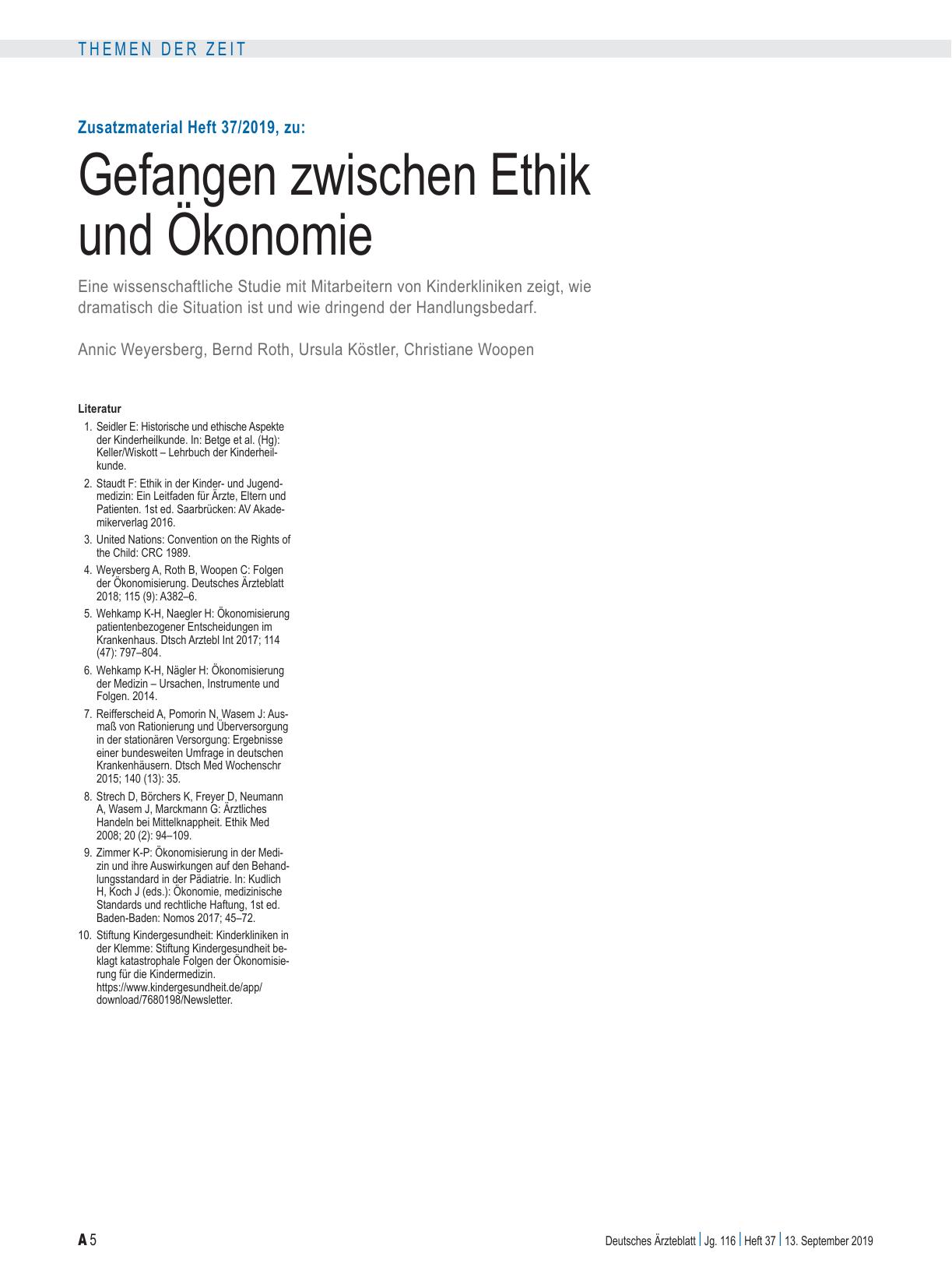 Vorschauseite 5: Pädiatrie: Gefangen zwischen Ethik und Ökonomie
