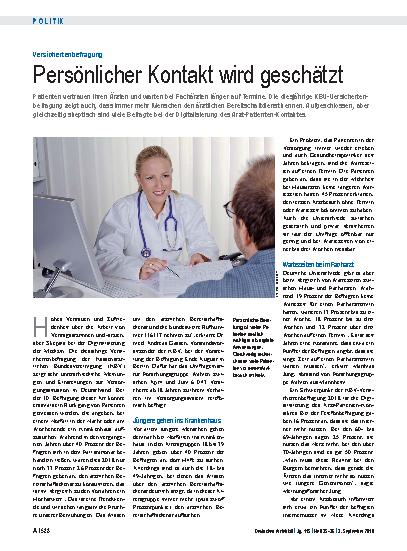 Vorschauseite 1: Versichertenbefragung: Persönlicher Kontakt wird geschätzt