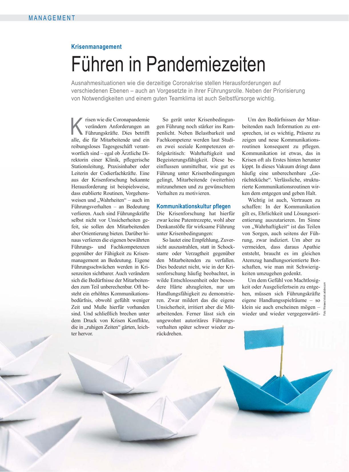 Vorschauseite 1: Krisenmanagement: Führen in Pandemiezeiten