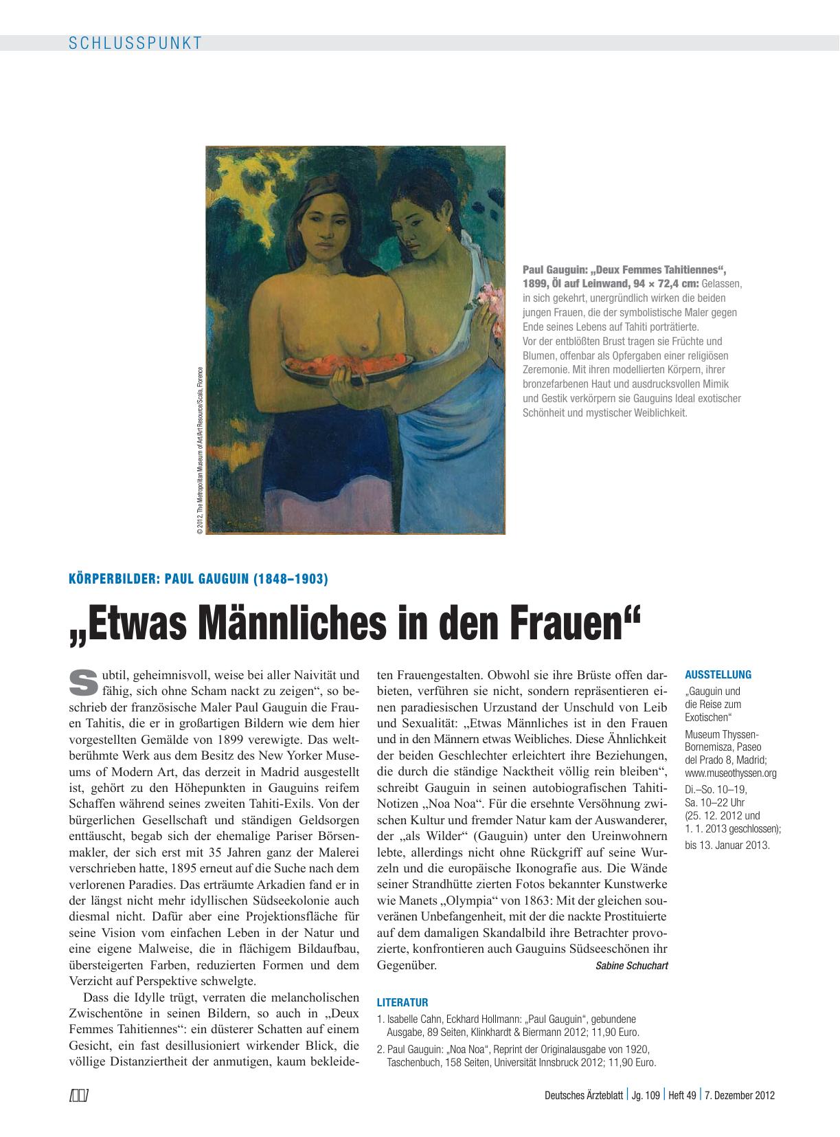 Vorschauseite 1: Körperbilder: Paul Gauguin (1848 – 1903) – „Etwas Männliches in den Frauen“