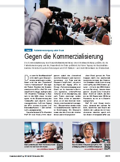 Vorschauseite 1: Patientenversorgung unter Druck: Gegen die Kommerzialisierung