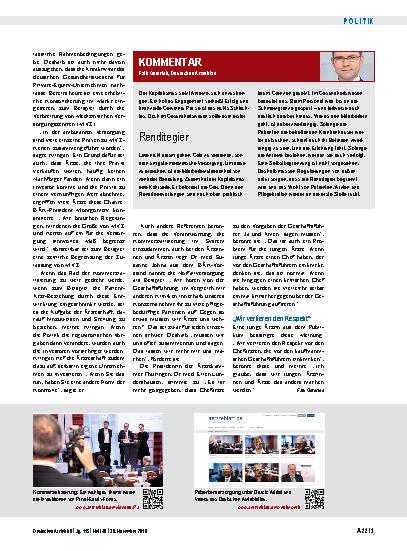 Vorschauseite 3: Patientenversorgung unter Druck: Gegen die Kommerzialisierung