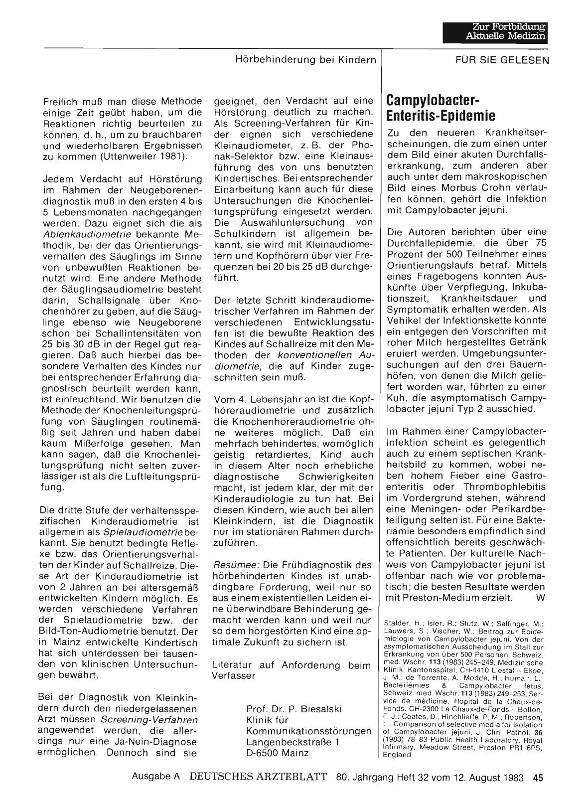 Vorschauseite 1: Campylobacter-Enteritis-Epidemie