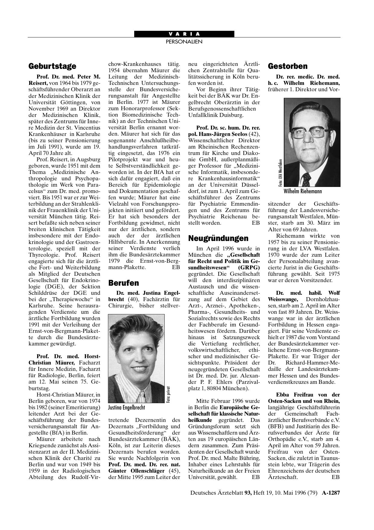 Vorschauseite 1: Verleihungen
