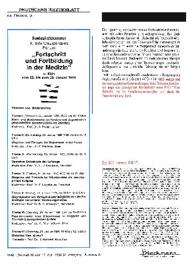Vorschauseite 1: Bundesärztekammer: X. Interdisziplinäres Forum „Fortschritt und Fortbildung in der Medizin“