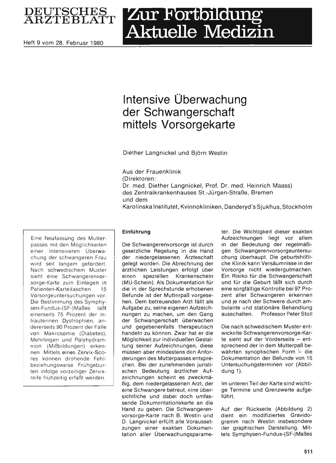 Vorschauseite 1: Intensive Überwachung der Schwangerschaft mittels Vorsorgekarte