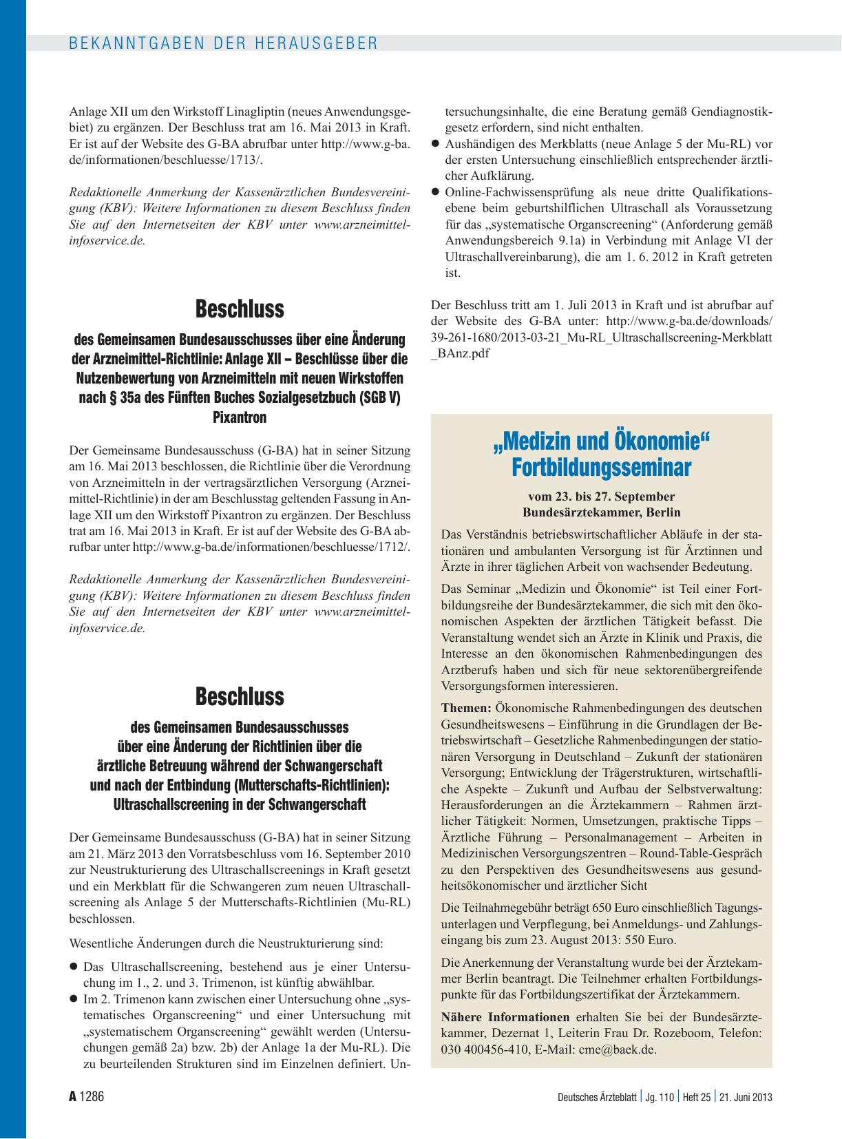 Vorschauseite 1: Beschluss des Gemeinsamen Bundesausschusses über eine Änderung der Arzneimittel-Richtlinie: Anlage XII – Beschlüsse über die Nutzenbewertung von Arzneimitteln mit neuen Wirkstoffe…