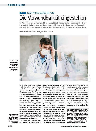 Vorschauseite 1: Long COVID bei Ärztinnen und Ärzten: Die Verwundbarkeit eingestehen