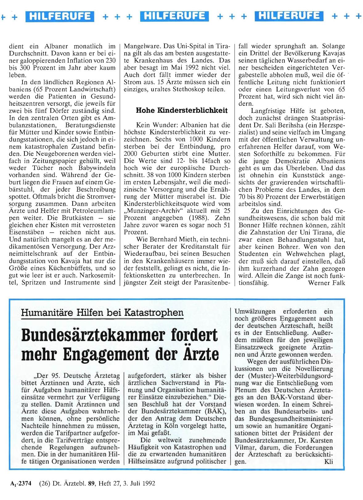 Vorschauseite 1: Humanitäre Hilfen bei Katastrophen: Bundesärztekammer fordert mehr Engagement der Ärzte