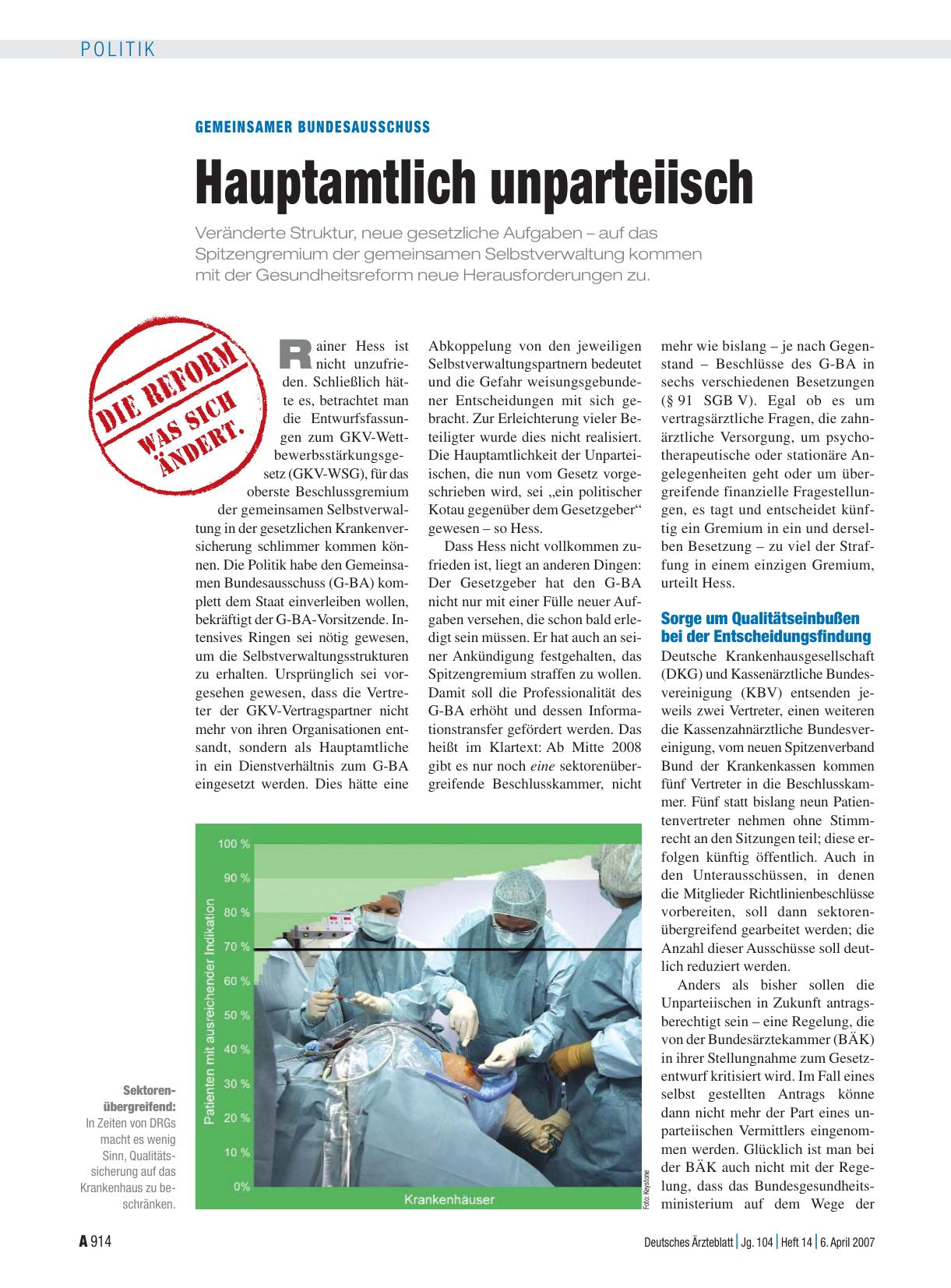 Vorschauseite 1: Gemeinsamer Bundesausschuss: Hauptamtlich unparteiisch