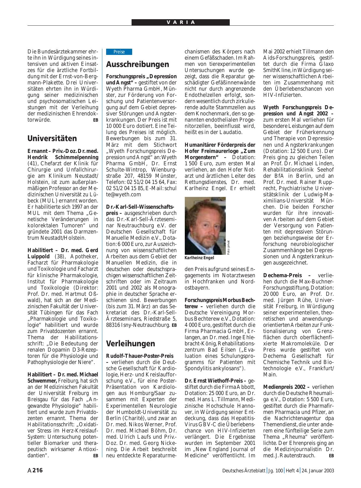 Vorschauseite 1: Ausschreibungen