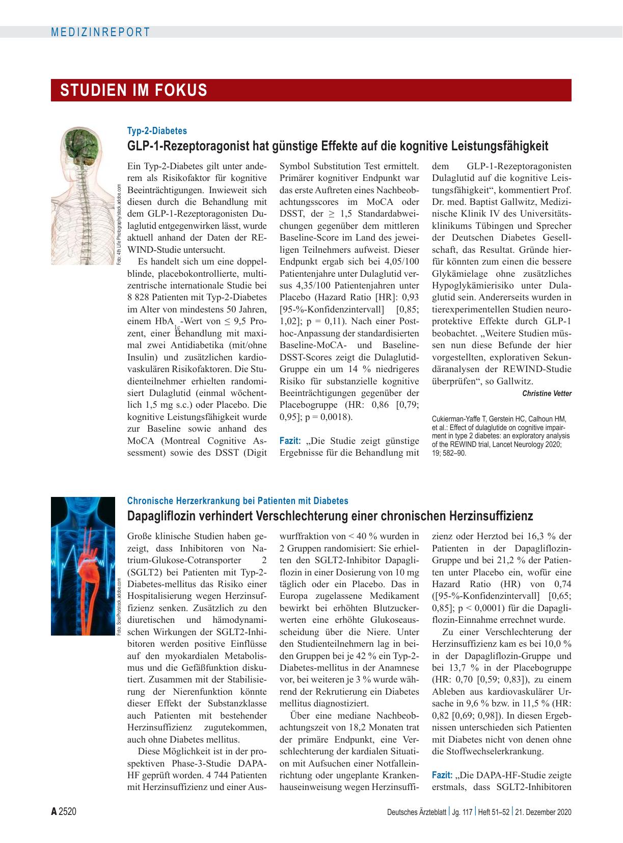 Vorschauseite 1: Typ-2-Diabetes: GLP-1-Rezeptoragonist hat günstige Effekte auf die kognitive Leistungsfähigkeit