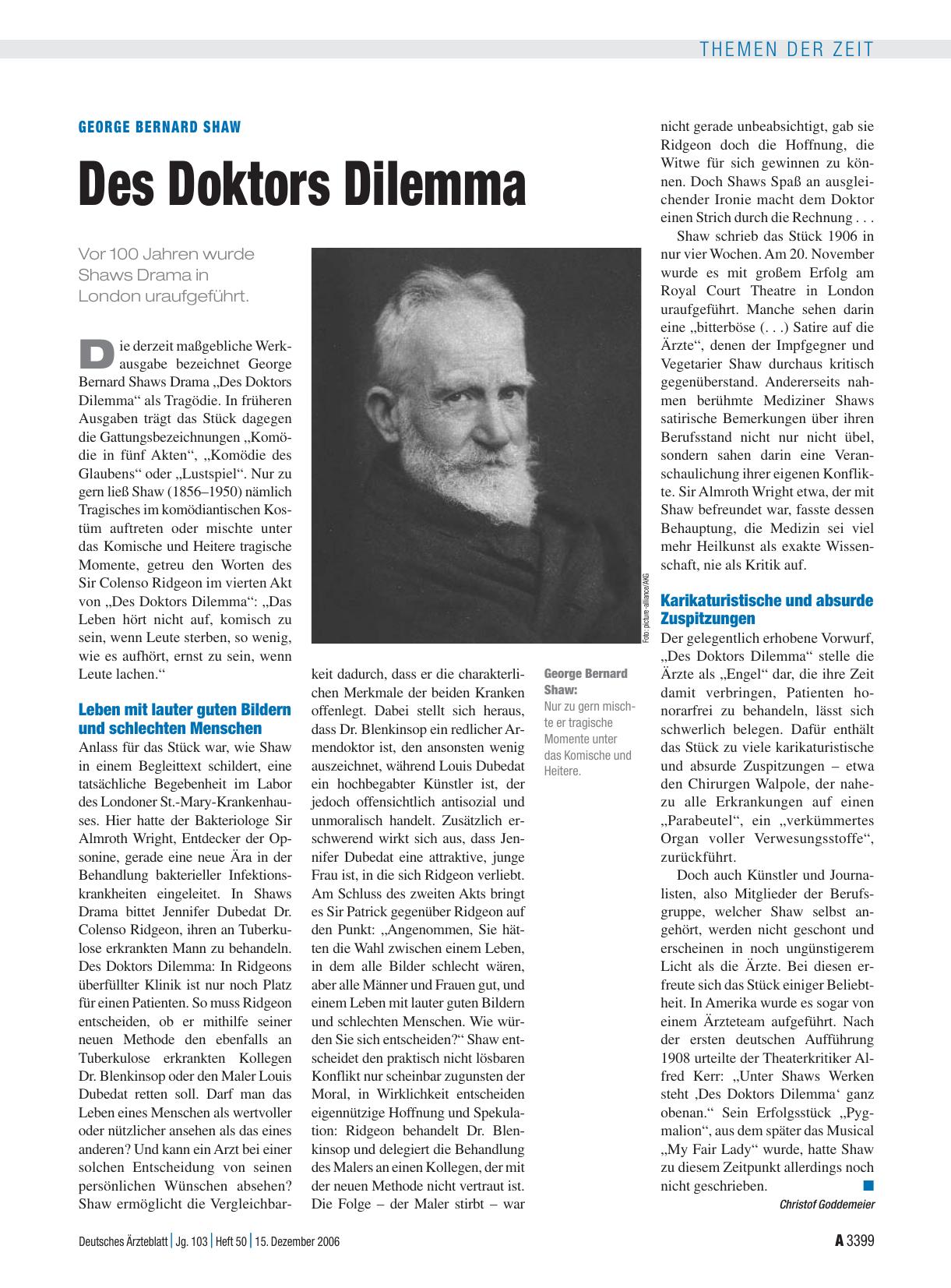 Vorschauseite 1: George Bernard Shaw: Des Doktors Dilemma