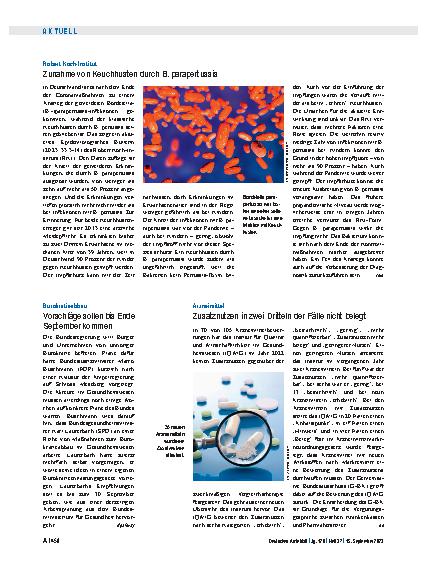 Vorschauseite 1: Robert Koch-Institut: Zunahme von Keuchhusten durch B. parapertussis